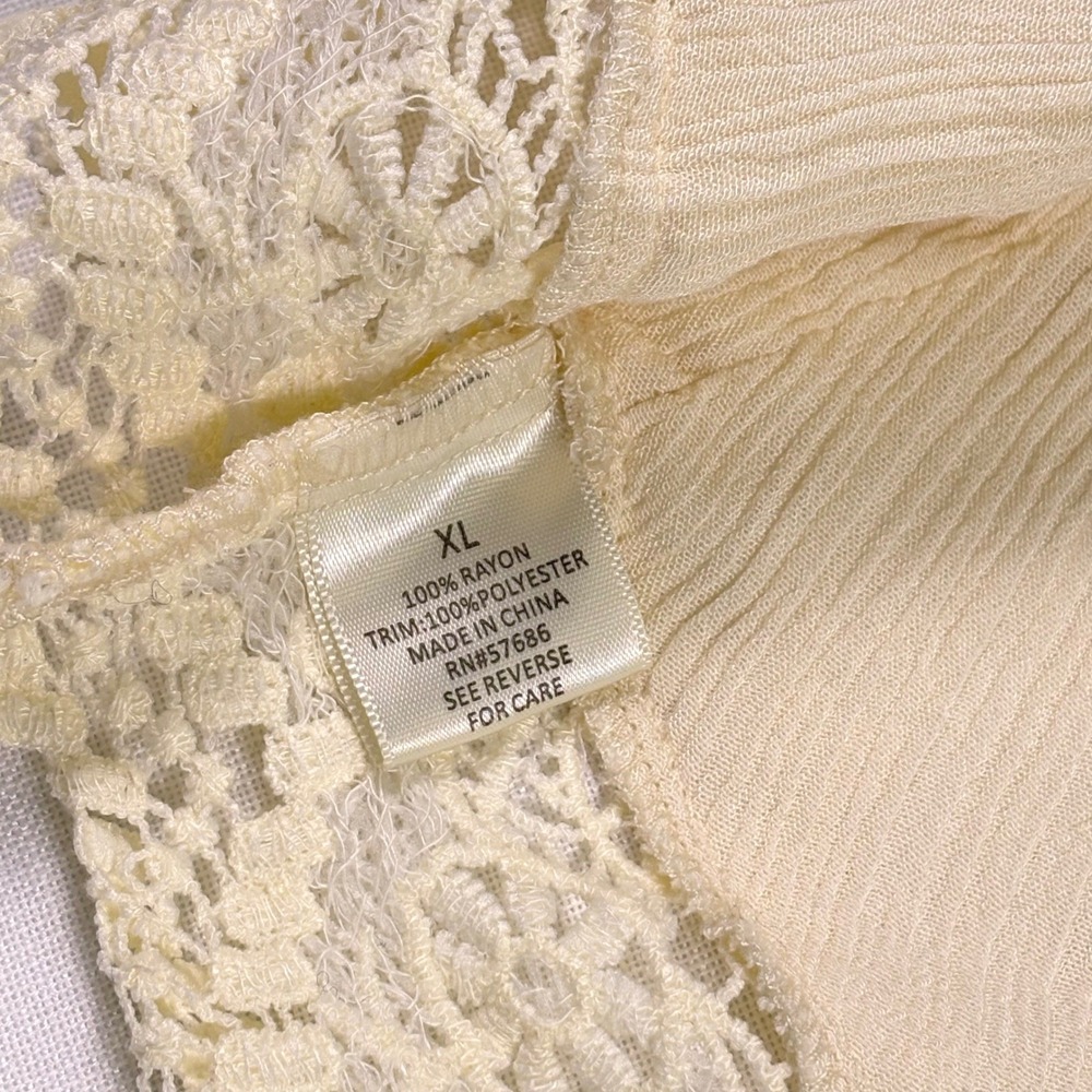 Boho Lace Bralette XL Fairycore Festival Tassel Tie Crop Top Cream Western - Picture 5 of 17